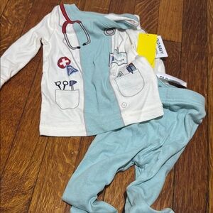 Old Navy Blue and White Pajama Set Cozy Sleepwear